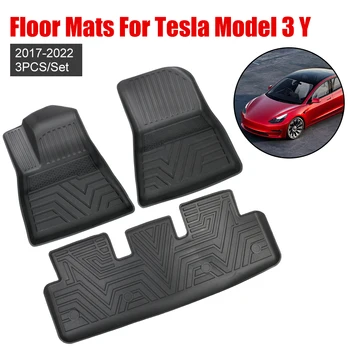 3 Ks/set Auto Nohy Pad TPE Plný Kryt Na Ľavej Jazdy Ochranné Podložky Pre Tesla Model 3 Y Anti-slip Podlahové Rohože Auto Príslušenstvo