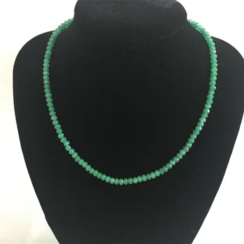 Prírodný Kameň Šperky Vintage Classic Trávy Zelené Smaragdy Korálkové Reťaze 45 cm Náhrdelník Zelené Smaragdy Perlové Náhrdelníky Strand
