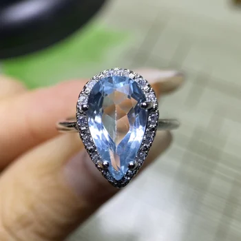 Šperky joyas feminina prírodné blue topaz drahokamy krúžky S925 concubine vložkou joyeria fina aros de moda darček Prst slučky