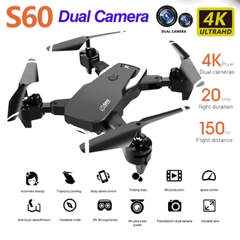 S60 Hračka Drone Dual Camera Široký Uhol Kamery Wifi Fpv Skladacia Výška Udržať Quadcopter S 4k Kamera Nový Príchod Dlhý Rad Drone