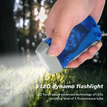 3 LED Ručné Stlačením Dynamo Kľukou Moc natahovat Baterka Pochodeň Svetla Ručne Stlačením Kľučky Camping na Čítanie Svetlo pre Vonkajšie Domov
