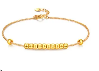 Skutočné 18k Zlato Náramok Pre Ženy, Svadobné Au750 Šperky Jednoduché Zlata Lopta Dizajn o 0.4 gram