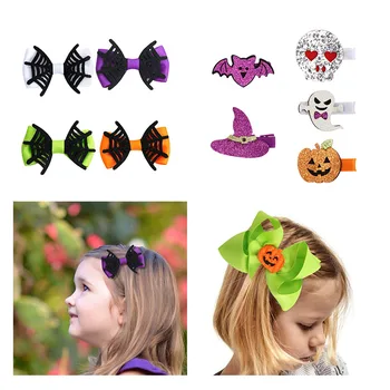 Halloween Vlasy Bowknot Klipy pre Dievčatá, Ženy, pavučina Tvar Kostým Ghost Bat Vlasové Doplnky Dekorácie