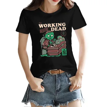 Vtipné Grafické Pracovné Mŕtvych - Legrační Zombie hry na Úrad Darček Klasické Crewneck-T-shirt Čierna Zábavné Retro HarajukuTops Tees