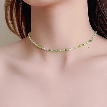 Jemná Boho České Osiva Perličiek Náhrdelník, Multi Green Korálkové Choker, Elegantných Šperkov Pre Ženy, Darčeky