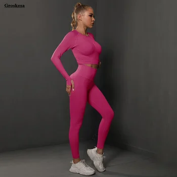 Bezšvové Ženy Jogy Tričko Beží Športové Legíny Push Up Fitness Gym Tepláky Oblečenie Cvičenie Dve Dielna Sada