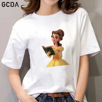 Kráska a Zviera Princezná Belle 3D Tlač Tričko Ženy Grafické T-shirt Harajuku Topy Tee Roztomilý Krátky Rukáv Ženské Tričká