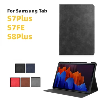 Pre Samsung Tab S7 S7Plus S7FE Tablet Prípade TUP Kožené, Silikónové Soft Shell s Perom Slot Spánku Kožené puzdro pre Kartu S7/S8 Plus