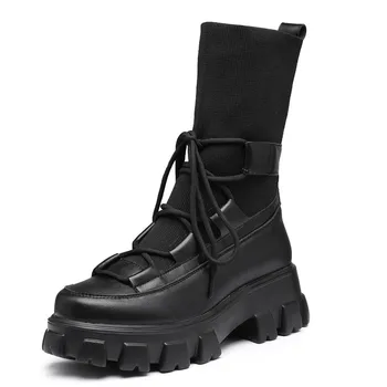 2021 hrubé soled vlna topánky prispôsobené dámske topánky čierne veľké veľkosti topánky dámske topánky platformu kožené boot