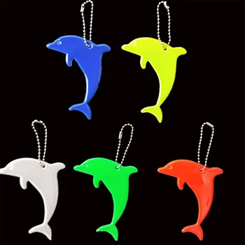 Veľkoobchod 100ks Zvierat Dolphin Reflexné keychain taška prívesok príslušenstvo Vysokej viditeľnosti keyrings pre dopravné viditeľné bezpečnosť