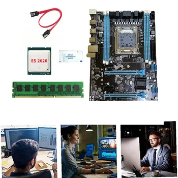 X79-288 PC Hry Doske+E5 2620 CPU+4G DDR3 RAM+SATA Kábel+Termálnej pasty LGA2011 4XDDR3 RAM Slot M. 2 NVME SATA3.0