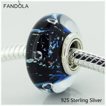 CKK 925 Sterling Silver Murano Skla Korálky Niť Čiernej Odkvapkávanie Charms Originálne Šperky sa Hodí Na Náramky