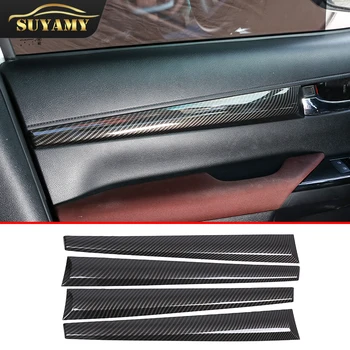 4Pcs/Set ABS Uhlíkových Vlákien/Červené Auto Interiérové Dvere Panel Výbava Nálepka Pre Toyota Hilux 2015-2021 Auto Styling Príslušenstvo