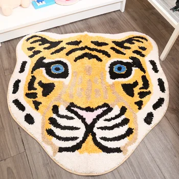 tiger vytlačené Koberec Krava Leoparda, Tigra Vytlačené Cowhide faux koža 80x80cm Zviera tlače Koberec pre dieťa domáce dekorácie