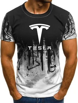 2022 Mužov tesla auto t-shirt tlačené vysoko kvalitnej bavlny, logo, bežné krátkym rukávom pre mužov, letné