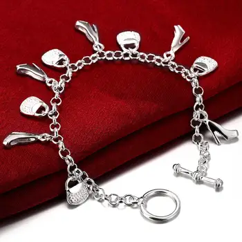 Horúce charms 925 Sterling silver Topánky a tašky, nákupné Náramok pre ženy módne Svadobné party Vianočné Darčeky ušľachtilý Šperky