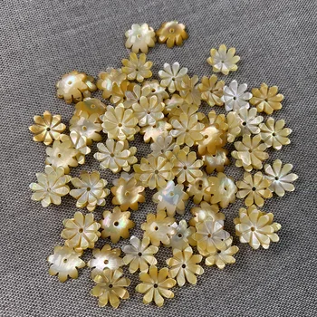 Kvalitný 5 ks 10 mm Prírodné Vyrezávané perleť Žltý Kvet Shell Perly pre DIY Módne Náušnice, Šperky, Takže Zistenia