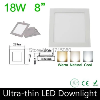 10 ks/veľa Ultra tenký dizajn 18W LED panel svetlo námestie LED Zapustené stropné svetlo prirodzené biele ploché osvetlenie na čítanie Prostredníctvom DHL