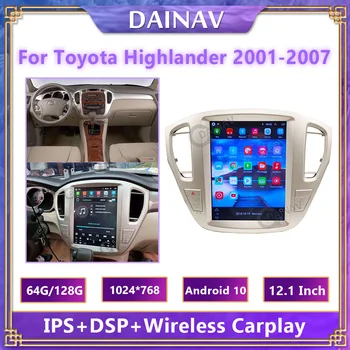 12.1 Palce Android 10 autorádia Pre Toyota Highlander 2001-2007 Auto Multimediálny Systém Prehrávač, GPS Navigáciu Vertikálne Obrazovke