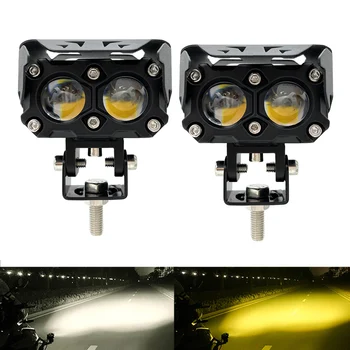 Dual farebné led projektor objektív Motocykel Pozornosti Dvojité šošovky LED Pracovné Svetlo Žltá Biela farba Svetlometu pre Offroad 4x4 SUV
