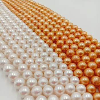 16-palcové 10.5-13.5 mm 100% Prírody sladkovodné voľné pearl s okrúhlym barokový tvar, DIY pearl，príroda white a umiera, zlatá farba
