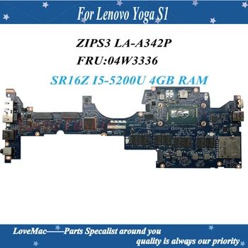 Vysoká Kvalita FRU:04W3336 Pre Lenovo Yoga S1 Notebook Doske ZIPS3 LA-A342P SR16Z I5-5200U 4GB RAM 100% testované