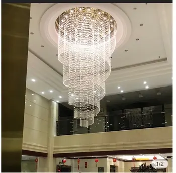 Špirála Dizajn Moderný Krištáľový Luster Hotel Lobby Svetlá AC110V 220V Penth Poschodí Cristal LED Hanglamp