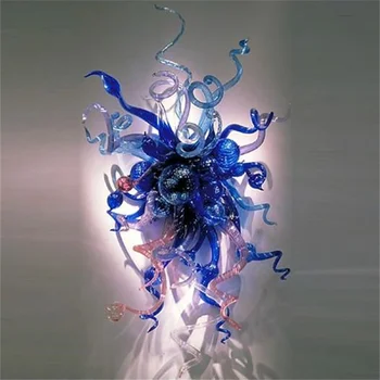 Modré Farebné Fúkané Sklo, Steny Sconce Svetlá LED Žiarovky Luxusné, Ručne vyrábané Umelecké Dekorácie, Lampy