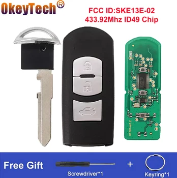 Okeytech FSK433.92Mhz PCF7953P 49 Čip Full Smart Remote Control Tlačidlo Pre MAZDA CX-3 Axela CX-5 Atenza Model SKE13E-01 SKE13E-02