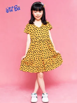 Letné Šaty 2021 pre Dospievajúce Dievčatá Krátke Rukáv V Krku Detí Šaty Dievčatá 12Yrs Tlač Prehrabať detské Oblečenie 8 10 12 Rokov