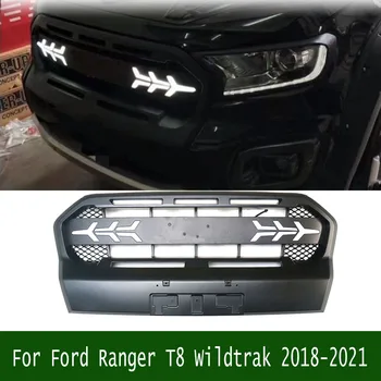 Pre Ford Ranger T8 Wildtrak 2018-2021 Auto Časti Oka Grily Auta, Kapota Mriežka ABS S LED Svetlom Nárazníka Grily Kryt