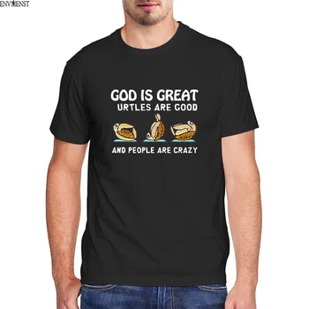 Vtipné Korytnačka Jogy t shirt mens oblečenie Boh Je Veľký Korytnačky Sú Dobré A Ľudia Sú Blázni Zábavné Pánske Tričko Krátky Rukáv tees