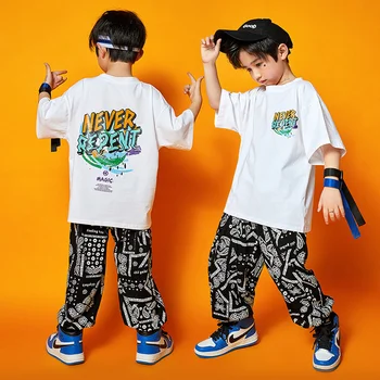 Hip hop chlapčenské hip hop letné detské módne oblečenie voľné detí jazz dance oblečenie dievčat hiphop výkon