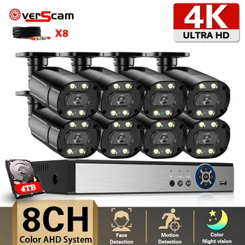 8 Kanálov CCTV DVR Súprava 4K Plné Farby Nočné Videnie AHD kamerovým Systémom Nastaviť Vonkajšie Wateproof kamerový Systém Kit