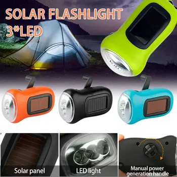 Mini 3 LED Solárne Powered & Ručne Kľukou Dynamo Baterka Vonkajšie Prenosné LED Núdzové svietidlo Stan Camping Nabíjateľné Baterky