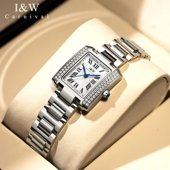 Luxusné Značky I&W Nové Námestie Hodinky pre Ženy, Nepremokavé Diamond Rámu Módne náramkové hodinky Quartz Vyrobené vo Švajčiarsku Reloj Mujer
