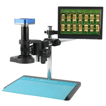 4K UHD HDMI Meranie Video Mikroskopom Fotoaparát Zoom 180X 300X 200 X 500X C-mount Objektív Zistená Nastavená Pre PCB Sledovať Spájkovanie