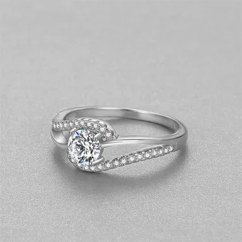 925 Sterling Silver Módne Žena 1ct Diamantový Prsteň Promsie Tenké Zásnubné Prstene Vintage Svadobné Kolo Snubné Prstene pre Ženy