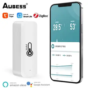 Aubess ZigBee Tuya Smart Teplota A Vlhkosť, Senzor Real-time Monitoring Smart Home Security Pracovať S Alexa Domovská stránka Google