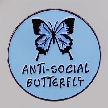A1392 anti-sociálne Motýľ Roztomilý Smalt Kolíky Klopě Pin pre Oblečenie, Odznaky na Batoh Dekorácie, Šperky, Doplnky, Darčeky