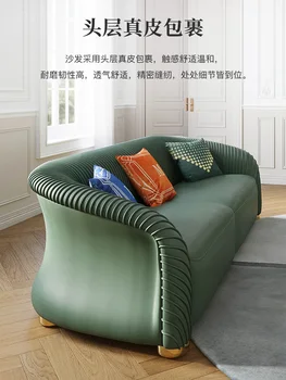 Svetlo luxusných Amerických kožená sedačka obývacia izba kombinácii malý byt v luxusnej vile talianskeho štýlu postmoderných minimalistický leat