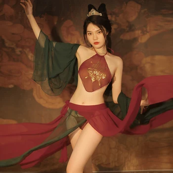JIMIKO Čínsky retro štýl Slúžka kostým sexy spodnú bielizeň cosplay Vidieť-cez Slúžka bellyband Oblečenie HOT SEXY spodné PRÁDLO, sex fantasy