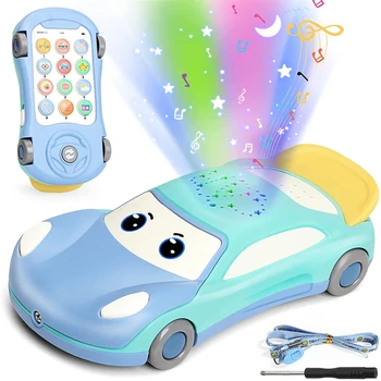 Dieťa Mobilný Telefón Hračka Multi-Funkcia Auto Tvar s Hudbou Star Projektor Deti Predstierajú, že Telefón pre Učiť hovory a Rozprávať Vzdelávania v Ranom veku