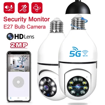 5G 2.4 G WiFi IP Kamera E27 Žiarovka Dohľadu Nočné Videnie Plný Farieb Automatické Ľudských Sledovanie Videa Krytý Security Monitor