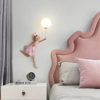 Nordic Cartoon Nástenné Svietidlo Pink Girl Izba Teplé Ochrana Očí Led Nástenné Svietidlo detskej Izbe, Nočné Lampy, Spálňa Led Nástenné svietidlo
