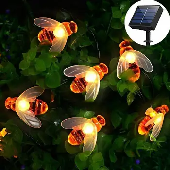 LED Solárne Záhradné Osvetlenie, 8 Režime Nepremokavé Záhrada Roztomilý Honey Bee Víla String Lampa Vonkajší Plot, Terasa, Vianočné Girlandy Svetlo