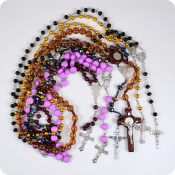6 štýl zmesi Ruženec Korálky INRI Ježiš Kríž Kríž Prívesok Náhrdelníky Katolícky Kresťan Ortodoxných Fashion Náboženské Šperky
