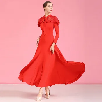 Kvalitné Lacné Ženy Dámske Elegantné Tanečné Nosiť Čipky Červenej Sála Praxi Šaty