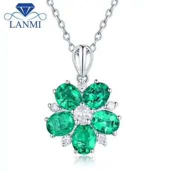 Svadobné Sľúbil, Zlaté Šperky, Pevné AU750 Biele Zlato Oválny Tvar Zelená Zambia Emerald Shinning Diamantový Náhrdelník Prívesok pre Manželku
