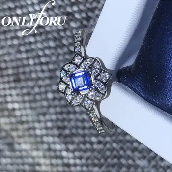 100% Prírodné blue Sapphire Krúžok 3 mm*3 mm Čínsky Sapphire Strieborný Prsteň 925 Strieborné Šperky